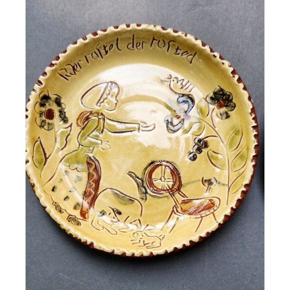 S J Pottery Redware Decorative Dishes Woman Man Animals Salesville Arkansas - Picture 13 of 16